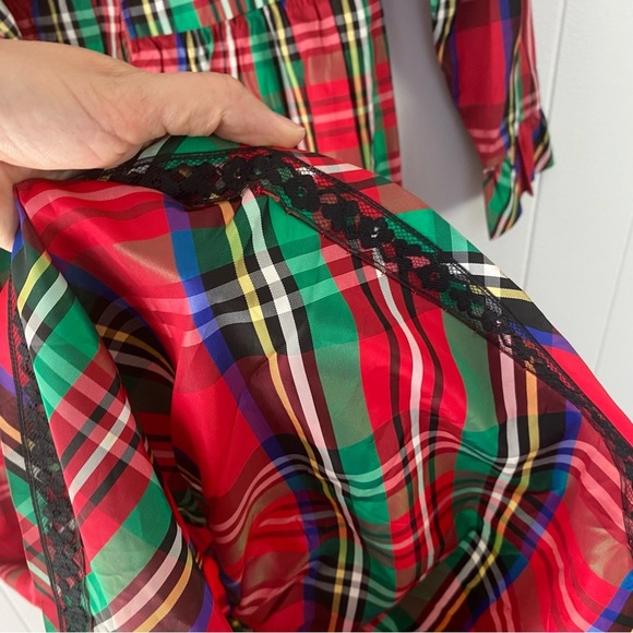 VTG Handmade Long Tartan PLAID Prairie Dress Christmas 70-80s Sz XS-S (17” PTP) - Picture 12 of 14